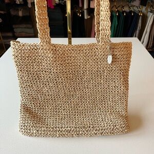 American Eagle Stylish Tan Woven Tote Bag
